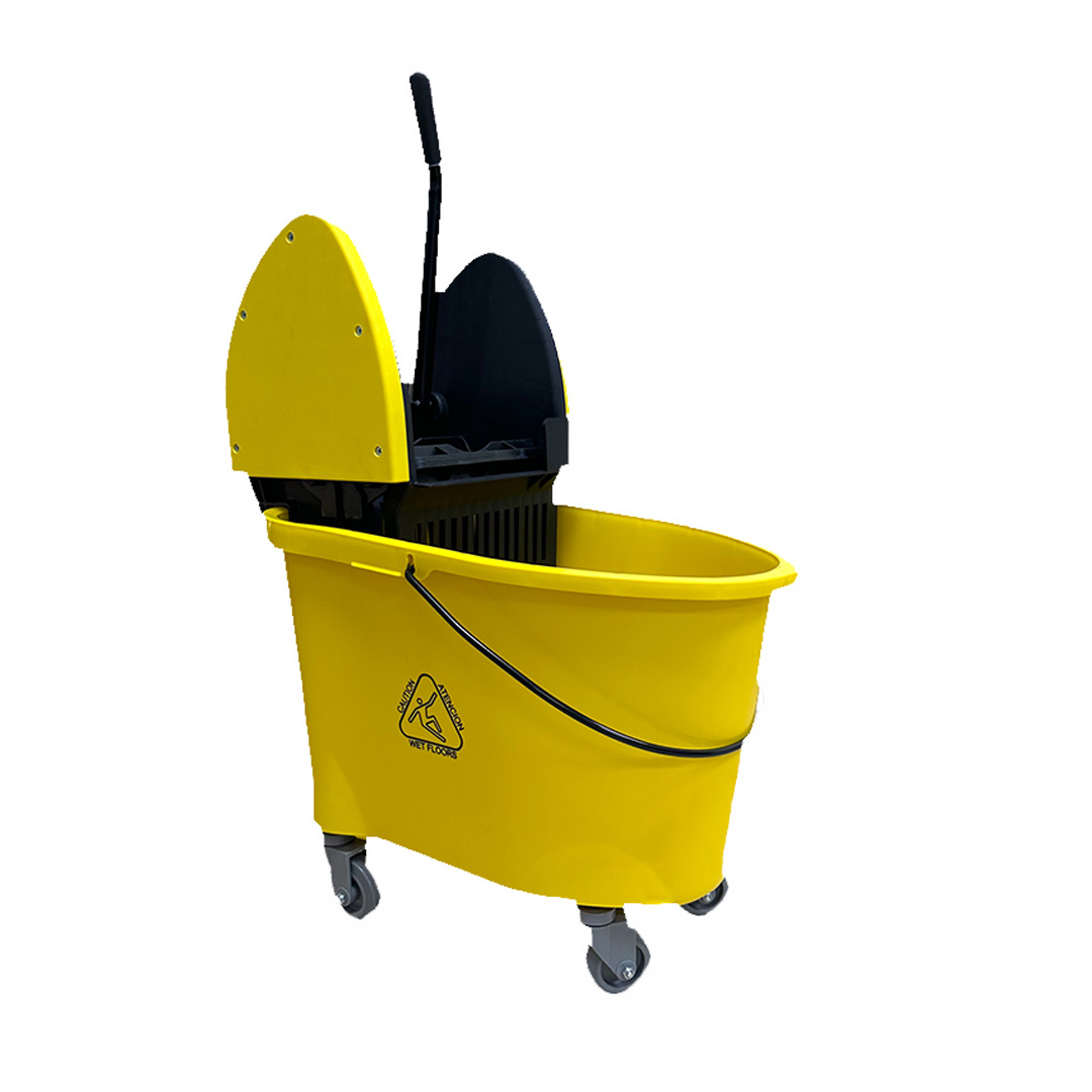 Yellow 35 Qt Mop Bucket With Down Press Wringer Abco Cleaning Products 